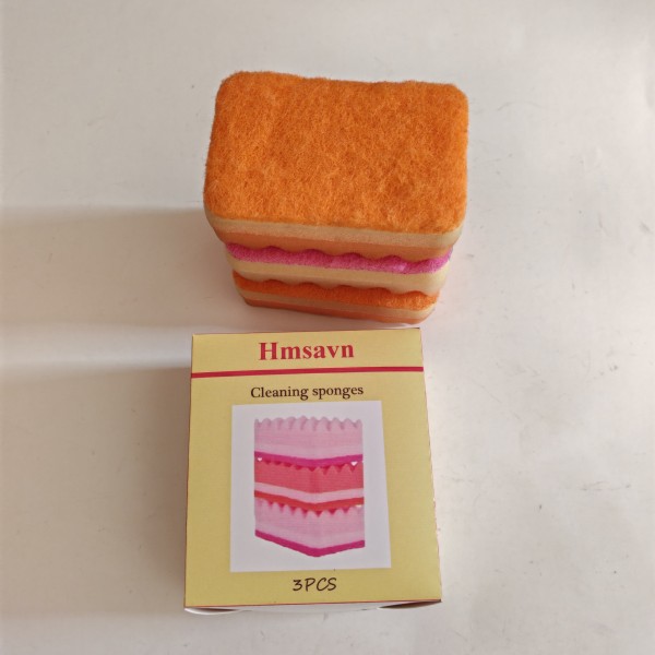 Hmsavn Cleaning Sponges 3pcs Cleaning Sponges Kitchen Sponges Eco Non-Scratch for Dish,Scrub Sponges