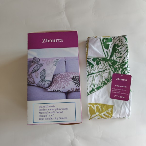 Zhourta Pillow Case Pillow Covers Pillow Case Lightweight Leaf Print Super Soft Easy Care Cotton Pillowcases 20x20 Inches